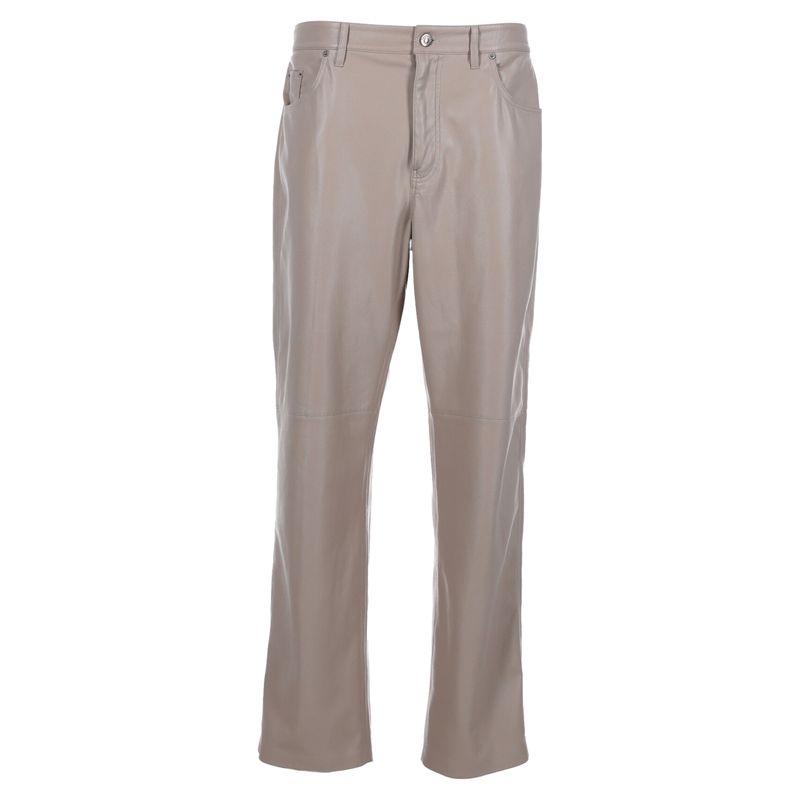Nanuska Semi-Flared Leg Pants In Beige Polyester